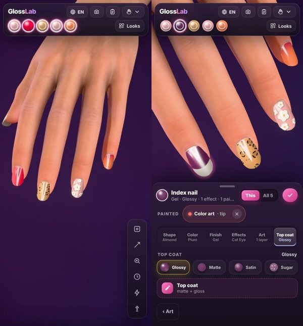 Two GlossLab screens, colour art and top coat