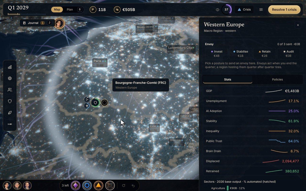 A policy shockwave spreading over the map